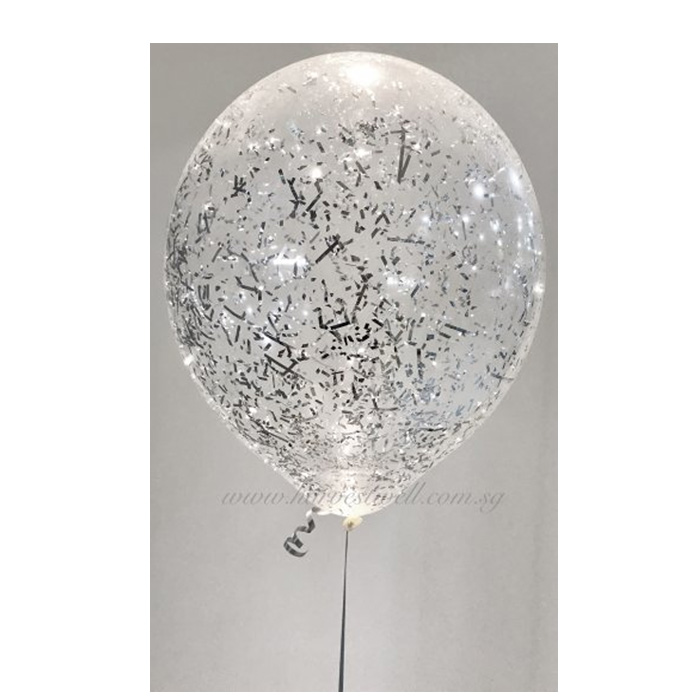 Silver Glitters Helium Latex Balloon